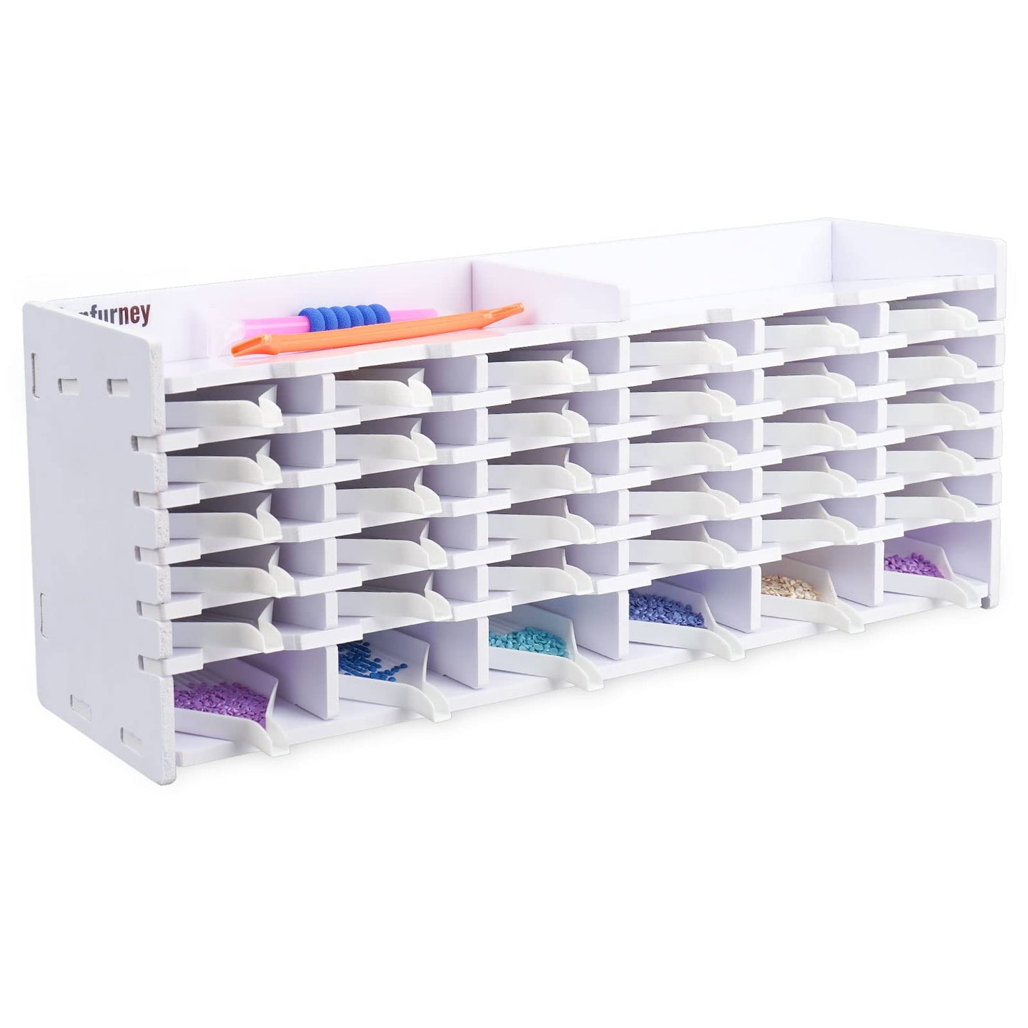 SANFURNEY 36 Slots Diamond Painting Tray Tower Organizer with Drill Pen Holder, Multi-Boat Plates Storage Rack, Diamond Painting Accessories Kits, Gift for Adults DIY Craft Arts (36 Trays Included)