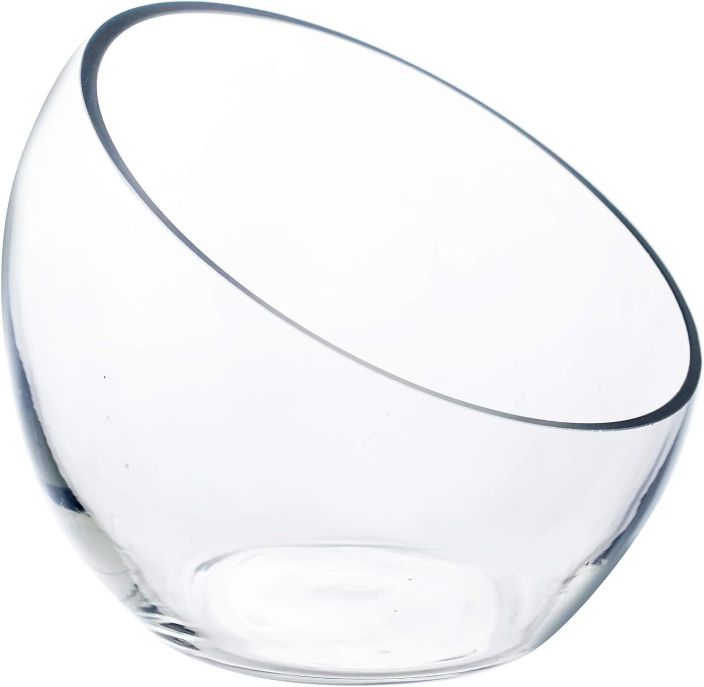 CYS EXCEL Glass Slant Cut Bubble Bowl (H-6" W-7"), Slanted Globe Bowl Terrarium, Round Flower Vase Centerpiece