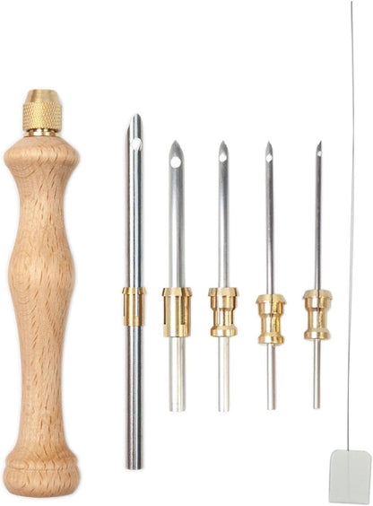 Lampstop Punch Needle Kit 1.6mm-2mm-2.5mm-3.5mm-5mm Metal Tubes Wooden Punch Needle Tool for Beginner Embroidery Floss Cross Stitching