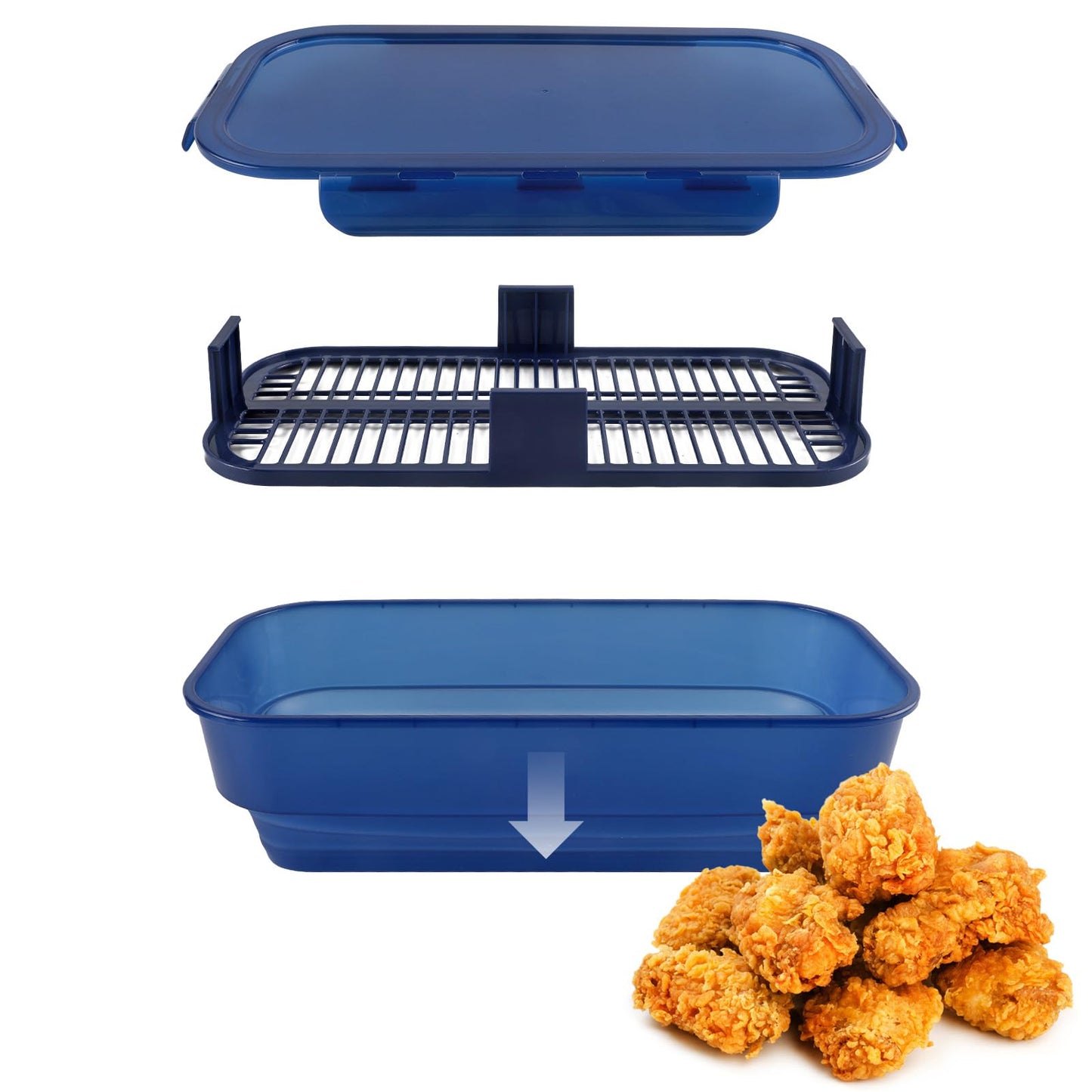 COOK WITH COLOR Collapsible Batter Bowl - Mess Free Breading Shaker Container - Great for Fried Fish, Fried Chicken, Onion Rings, Wings & More, Cream
