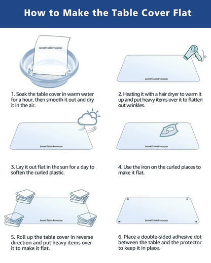 Soroel 38X120 Inch Clear Dining Room Table Cover Plastic Tablecloths Waterproof Office Desk Blotter Mat 1.5mm Thick Wood Furniture Topper Protector Pad for Night Stand End Side Table Kitchen Counter