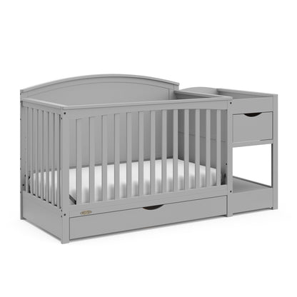 Graco Bellwood 5-in-1 Convertible Crib & Changer with Drawer - GREENGUARD Gold Certified, Full-Size Storage Drawer, Converts to Toddler Bed (Pebble Gray)