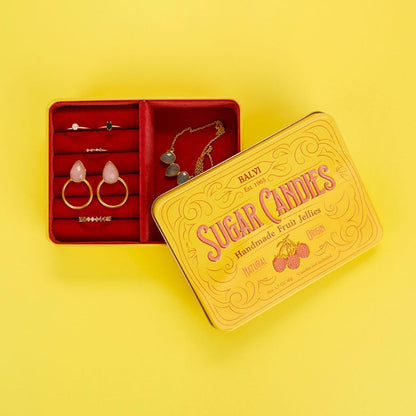 Balvi Sugar Candies Jewelry Box Yellow Simulates a Tin/Velvet Candy Box, Gift