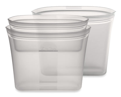 Zip Top Reusable Food Storage Bags | Medium Dish [Frost] | Silicone Meal Prep Container | Microwave, Dishwasher and Freezer Safe | Made in the USA