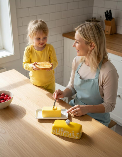 Countertop TEATALK Ceramic Butter Dish, Ideal for Use, Holds Standard Butter Sticks, Yellow