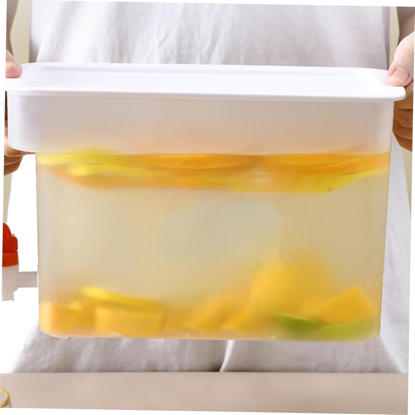 1pc Cold Water Bottle Fridge Dispenser, 3.5L Drink Pitcher for Iced Tea Juice, White