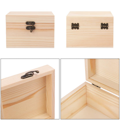 GNIEMCKIN 10 Pack Wooden Box, Unfinished Unpainted Wood Boxes for Crafts, DIY Projects, and Jewelry Storage (4.7x4.7x3.15 inch)
