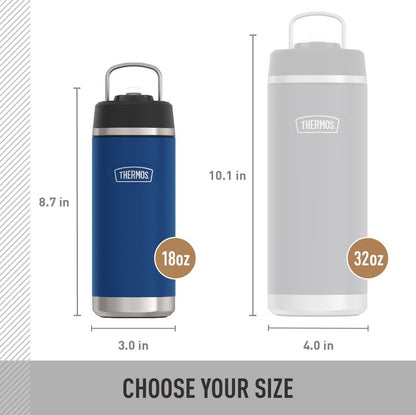 THERMOS ICON SERIES, Insulated Water Bottle with Straw Lid - 18 Ounce, Navy - Stainless Steel Vacuum Insulated Water Bottle with Straw Lid