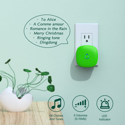 SECRUI Wireless Doorbells for Home, Classrooms, Apartments, Businesses, etc. Easy to Use, Adjustable Volume, 58 Chimes, Colorful LED, Waterproof, 1000Ft Range, M520+F55, Rose Red