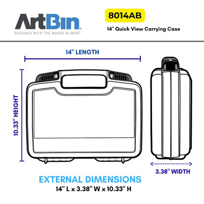 ArtBin 8014AB 14 Inch Quick View Carrying Case - 14 in. x 3.375 in. x 10.25 in., Lockable Art and Craft Supply Storage with Latches and Handles, Portable, Clear