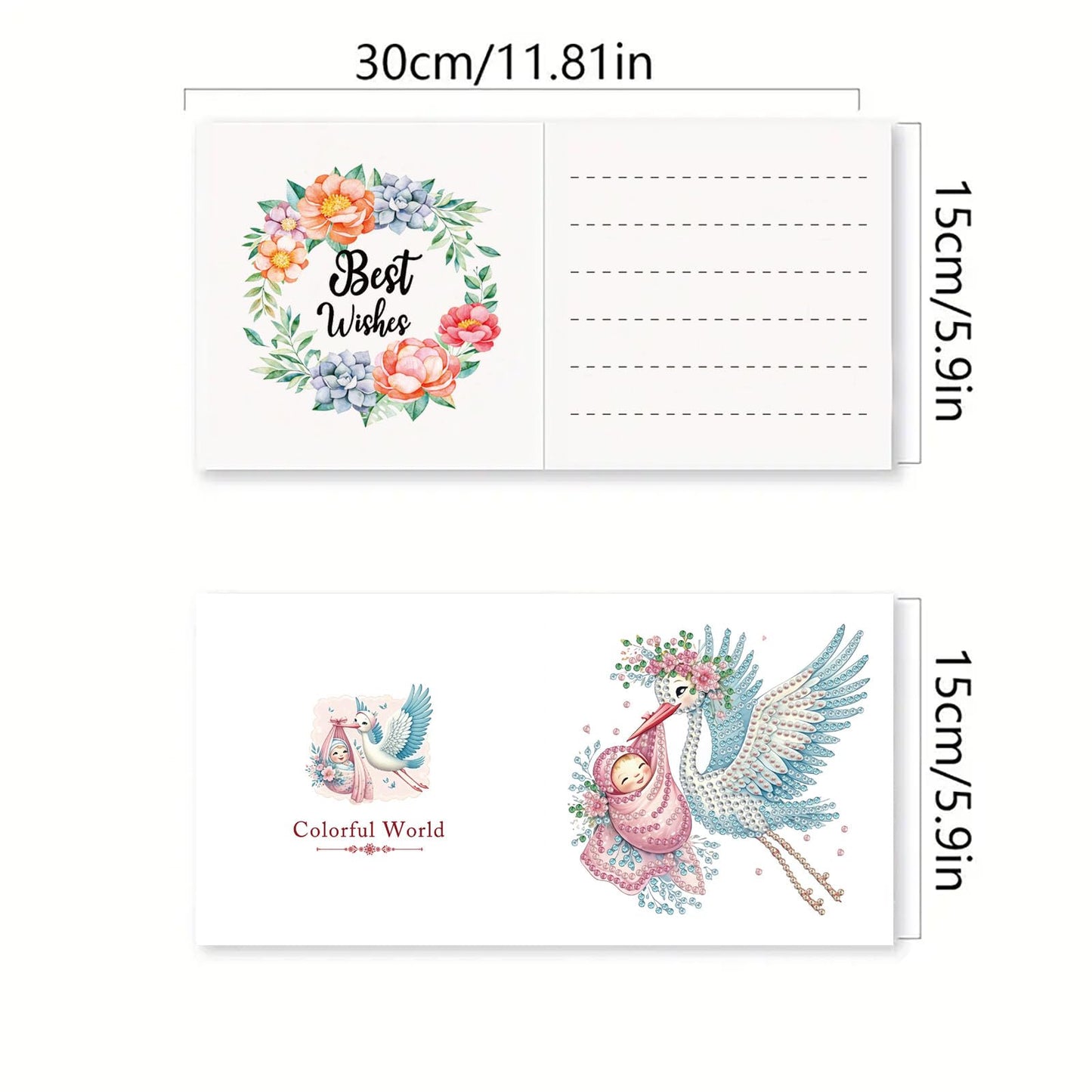 DDGYP 6 Packs Diamond Art Painting Greeting Cards, 5D DIY Diamond Art Cards with Envelopes, Adult DIY Diamond Art Kits, Handmade Greeting Card Set for New Family Celebrations & Gift Giving