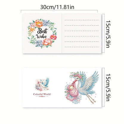 DDGYP 6 Packs Diamond Art Painting Greeting Cards, 5D DIY Diamond Art Cards with Envelopes, Adult DIY Diamond Art Kits, Handmade Greeting Card Set for New Family Celebrations & Gift Giving