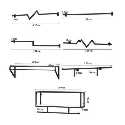 JHNKOJ Heavy Wall-Mounted Metal Garment Rack, Commercial Clothing Store Display Rack Suspended Ceiling Hanger, Clothes Hanger Rod for Retail Stores,H