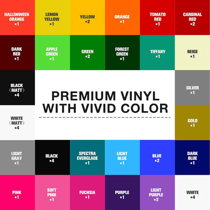 HTVRONT Permanent Adhesive Vinyl for Cutting Machine- 45 Vinyl Sheets 12" x 12" & 5 Transfer Tape Sheets Set for Craft Projects, Signs, Scrapbooking (Multi Color 50pack)