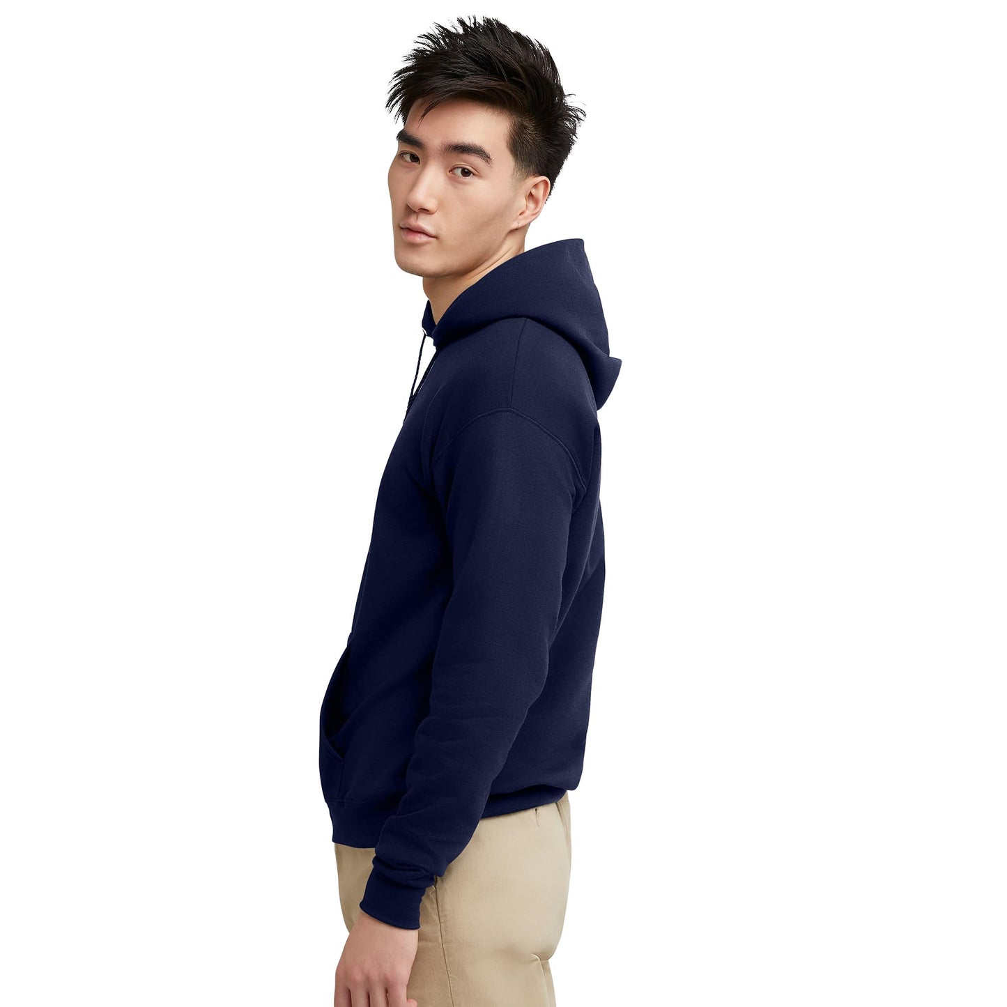 Hanes Men's Pullover EcoSmart Hooded Sweatshirt, Navy, Large