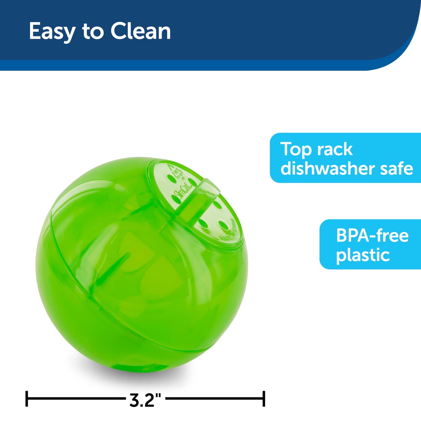 PetSafe SlimCat Interactive Feeder - Combines Play with Mealtime - Adjustable Portions - BPA-Free Plastic - Slow Feeder for Digestion - Lightweight, Dishwasher-Safe Toy - Green