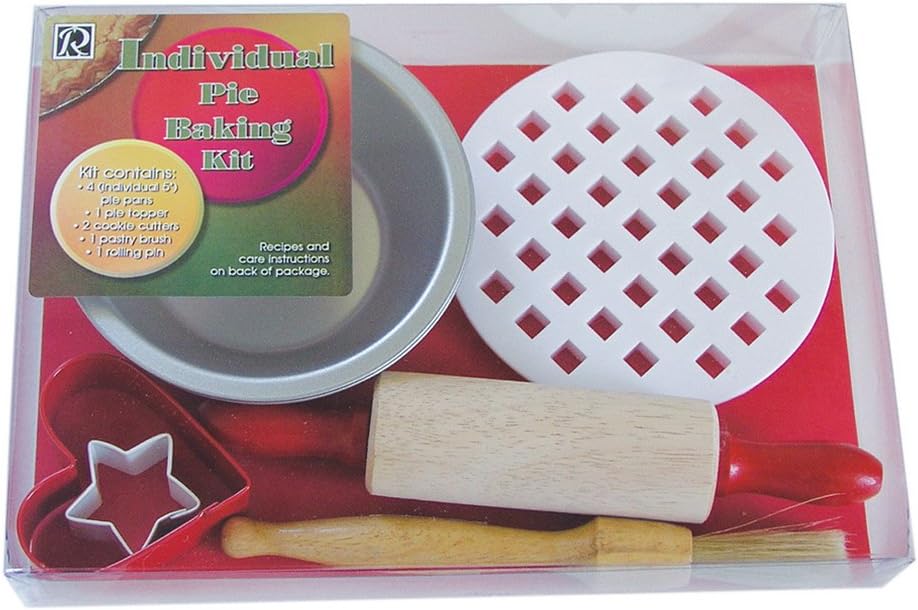 R&M International Individual Lattice Pie Baking Set - 4 Pans, Rolling Pin, Brush, Topper, 2 Cookie Cutters