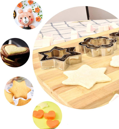 Heart Star Cookie Cutters Set, Valentine’s Day Heart Shaped Biscuit Cutters with Storage Box