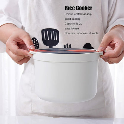 Microwave Rice Cooker - 2L Portable Rice Cooker with Good Sealing Food Grade Material for Kitchen Microwave