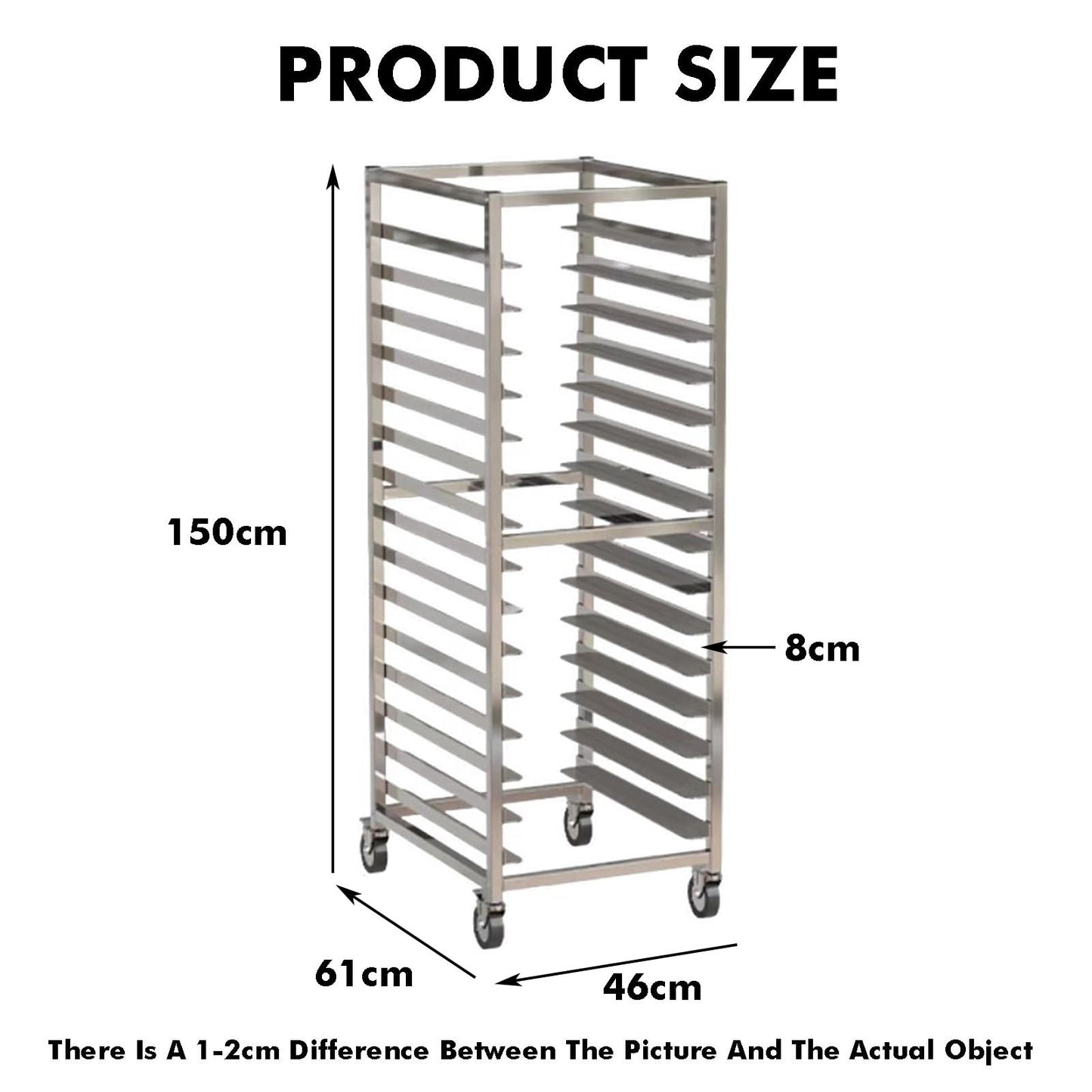 DUHTFCY 12-Tier Baking Rack - Heavy-Duty Rolling Pan Speed Rack for Home & Commercial Use, 135x60x46cm - Ideal for Cooking, Baking, and Food Preparation