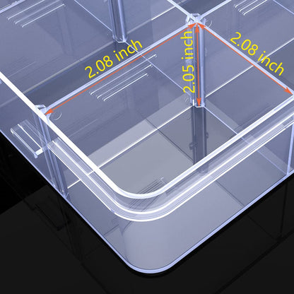 YUGOOD Large Clear Organizer Box,12 Grids Organizer Box with Removable Dividers for Jewelry,Bead Storage,Plastic Compartment Container for Tool Tackle(8.8 x 7.1 x 2.3 in)