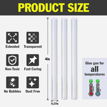 600 Pack Mini Hot Glue Sticks, 4" Long x 0.27" Diameter Glue Sticks for Mini Glue Guns, Multipurpose for Wood, Metal, Glass, Plastic, Floral, Fabric, Leather, Foam, Floral