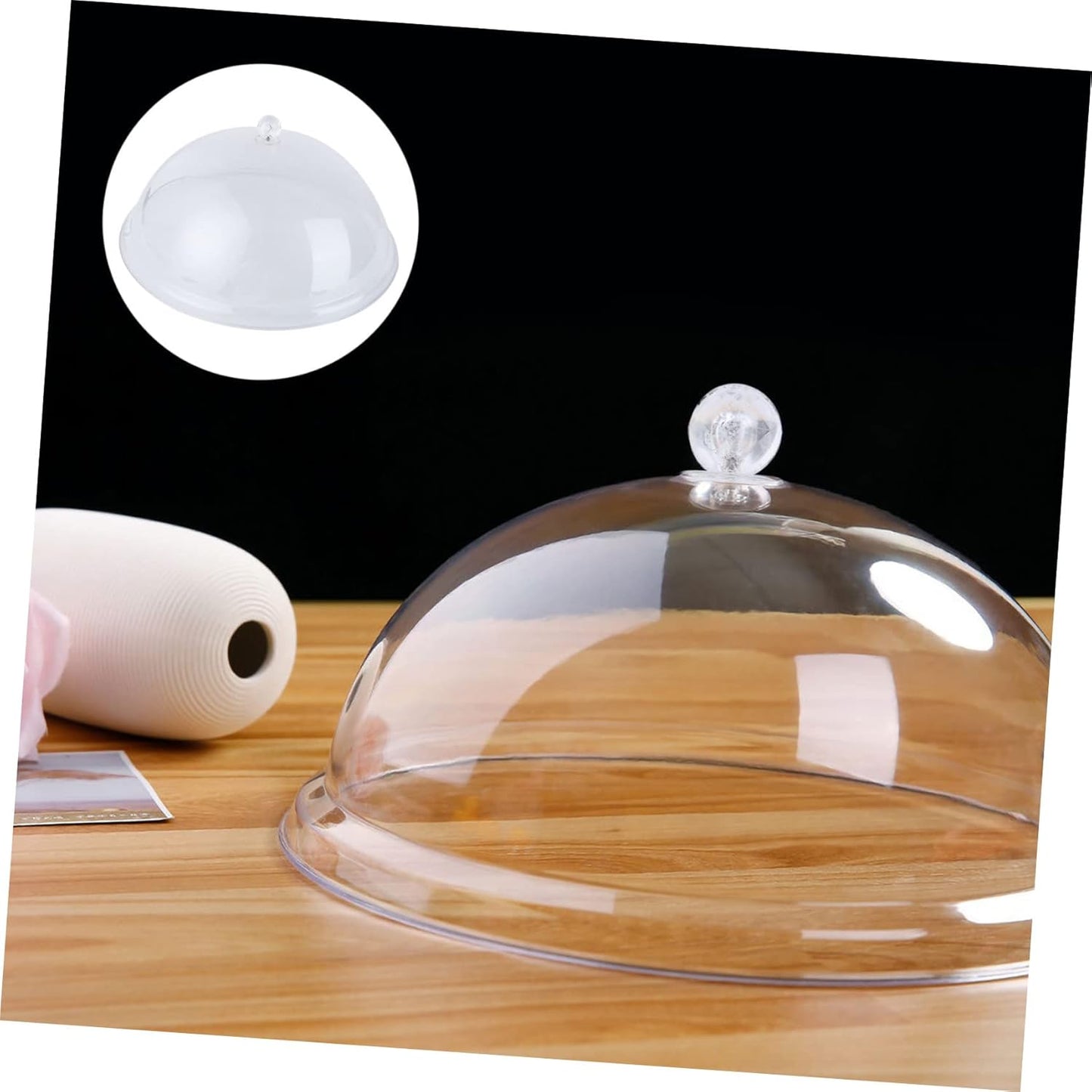 Cabilock Acrylic Food Cover, 8 Inches Round Cake Dome Cloche, Clear Food Snack Display Cover for Cake, 8.3X4.7 Inch
