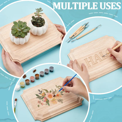 FINGERINSPIRE Unfinished Wooden Plaque Natural Wood Plaque 9.8x7.87x0.6inch Rectangle Wood Decoration Plaque Burlywood Jewerlry Display Pedestal Wood Blank Signboards for DIY Projects Home Wall Decor