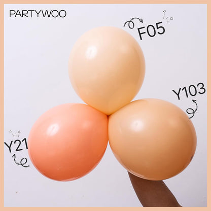 PartyWoo Nude Balloons - 100-Piece Pack in Various Sizes | Beige & Apricot Balloon Arch Kit for Celebrations