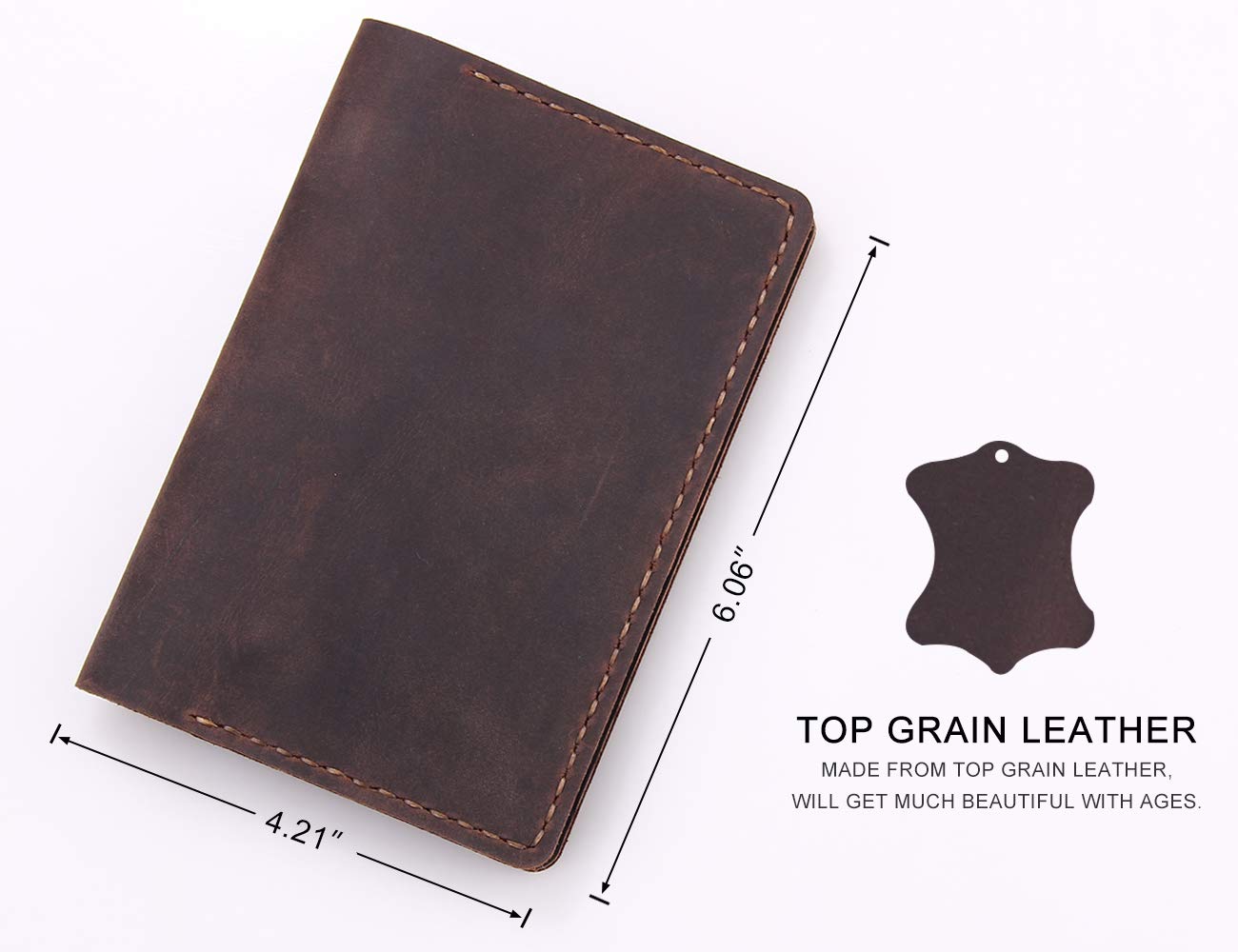 Leather Notebook Cover for Field Notes, Handmade Journal Cover for Moleskine Cahier Journal, Leather Cover with Pen Holder fits 3.5" x 5.5" Pocket Notebook - Coffee
