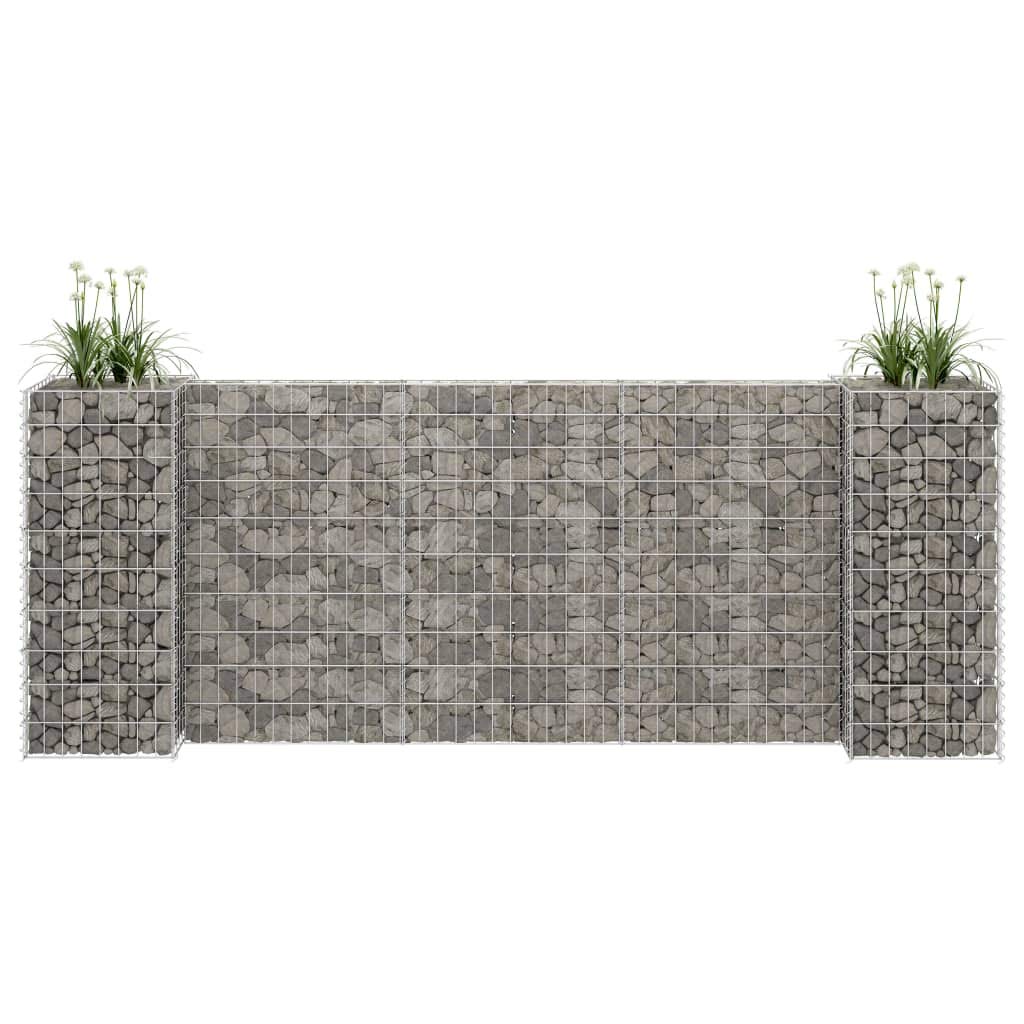 Favemtsl Gabion Planter 102.4 x 15.7 x 39.4 in Silver Steel Outdoor Raised Garden Bed Large Rectangular Metal Flower Box Weather-Resistant for Patio Backyard Garden and Terrace