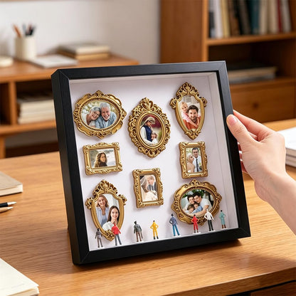 HOBBIESAY DIY Mini Gold Frames Silhouette Box Shadow Box Frame Kit with Gold Miniature Museum & Figurines DIY Photo Family Memory Display Case Frame Silhouette Boxs for Anniversary Wedding Home Decor