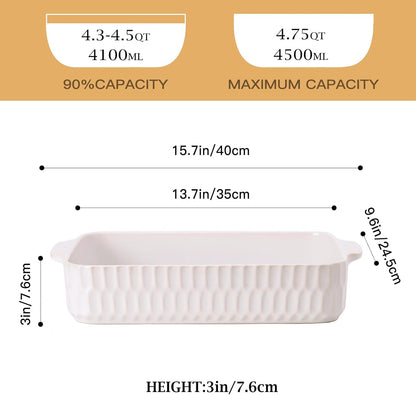 Regine Switzerland 4.7QT Casserole Dish - Large 9x13” Ceramic Lasagna Pan with Handles | Perfect for Baking and Gifts