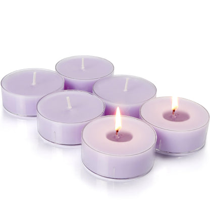 Lavender Scented Tealight Candles, 6 Pcs Natural Soy Tea Lights Candle - 8 Hours Long Burn Time, Extra-Large Smokeless and Clean Burn Tealight Candles for Home Dinner Weddings Party