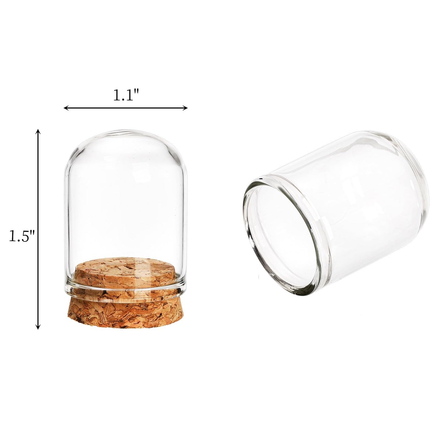 Mezchi 50 Pack Cloche Bell Jar, Mini Glass Jars with Cork Lids, 8ml Glass Dome Cloche with Base, Decorative Display Dome for Specimen, Flower Storage, Arts Dispaly, Party Favor