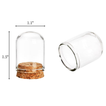 Mezchi 50 Pack Cloche Bell Jar, Mini Glass Jars with Cork Lids, 8ml Glass Dome Cloche with Base, Decorative Display Dome for Specimen, Flower Storage, Arts Dispaly, Party Favor