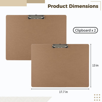 2PCS Extra Large A3 Horizontal Clipboard, 13'' x 17'' Wooden Low Profile Clip for Drawing Sketching Art Supplies Landscape