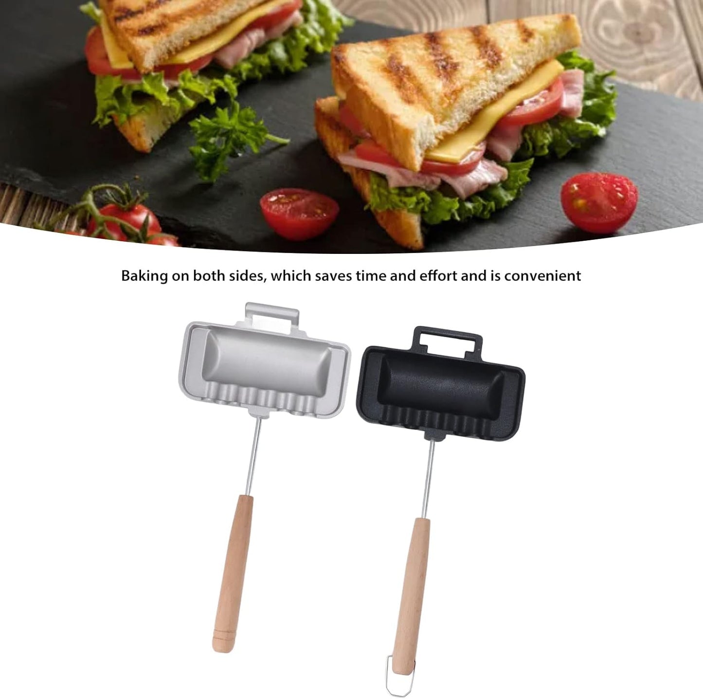 Sandwich Maker Breakfast Hot Sandwich Maker - Double Sided Skillet Baking Pan for Grilled Cheese, Sturdy Aluminum