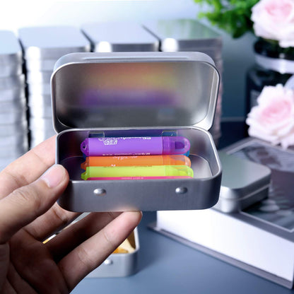 Tamicy Metal Rectangular Empty Hinged Tins - Pack of 40 Silver Mini Portable Box Small Storage Kit & Home Organizer with lids craft containers 3-1/2''X2-1/2''X4/5''