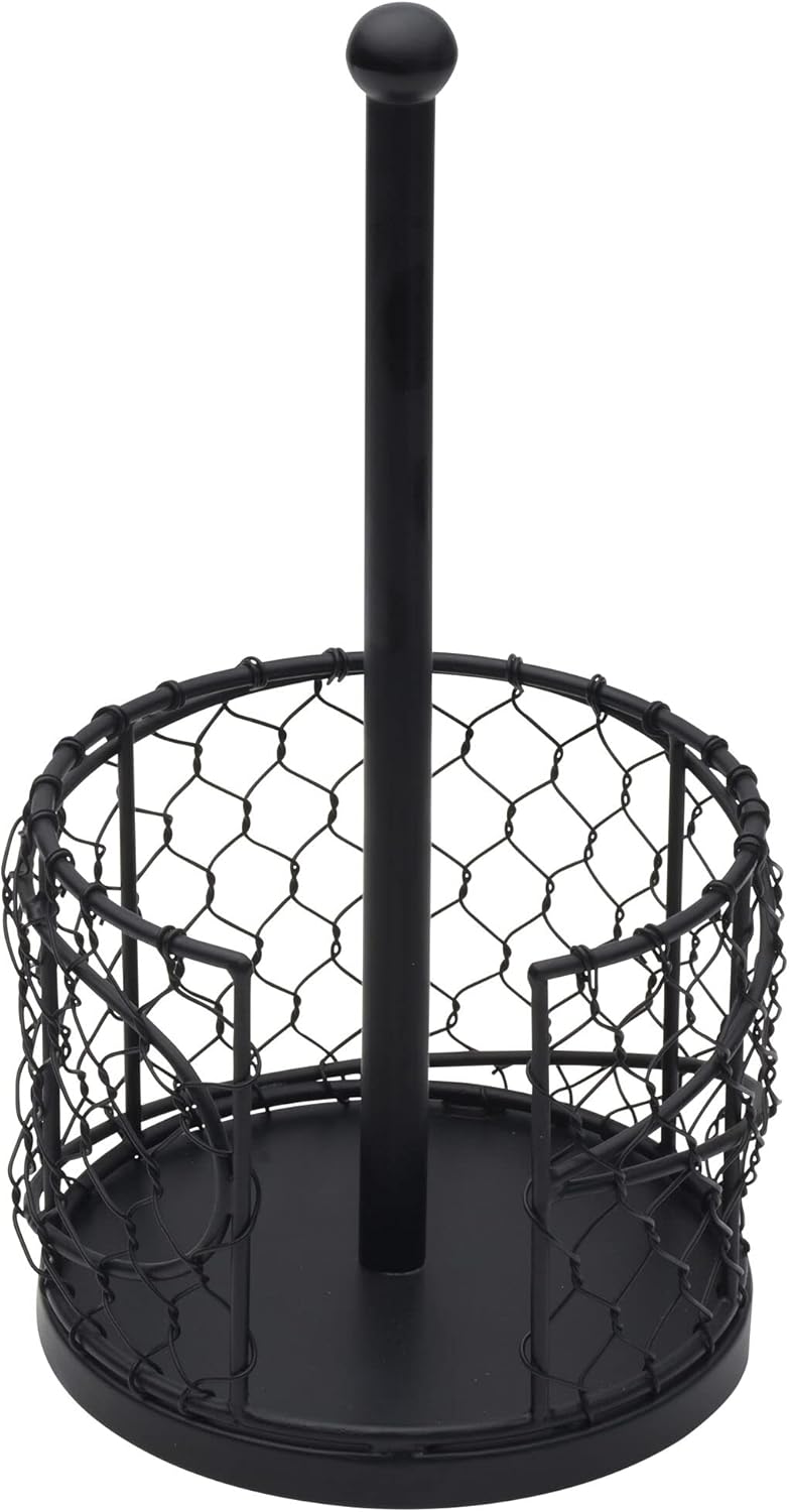 12.75-Inch Countertop Mikasa Gourmet Basics Farmer's Market Paper Towel Holder, - Decorative Iron Convenience, Black