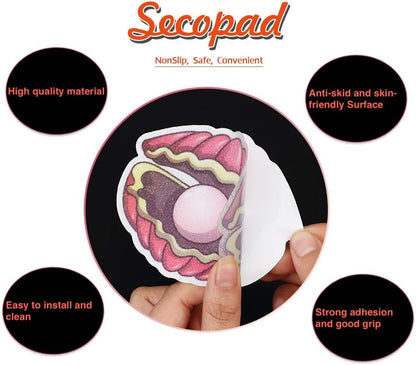 16 Secopad Non Slip Bathtub Stickers, PCS Adhesive Kids Sea Shell Anti Slip Decal Treads for Shower and Bath Tub