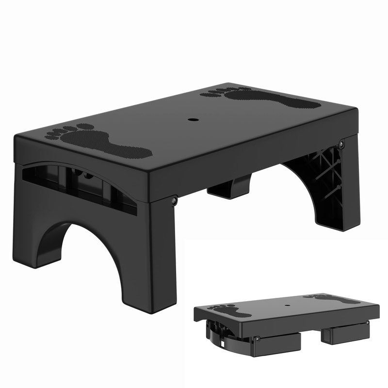 Folding Step Stool for Adults Kids, Heavy Duty Non-Slip Foldable Stepping Stool with 400-LBS Capacity, Safety Collapsible Foot Step Stool for Bathroom Bedroom Kitchen, Bed Steps for High Beds, Gray