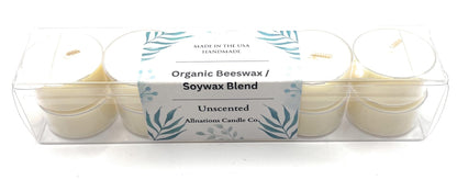 Allnations Candle Co. Organic Beeswax & Soywax Tealight Candles. 5 Hours Long Burn Each - for Home, Rituals, Prayer, Party, Room Table Decoration - Unscented - Smokeless