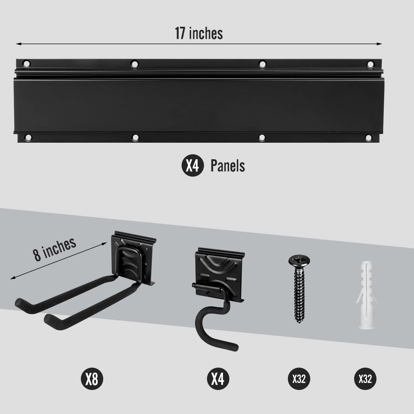 Garage Garden Tool Storage Rack Organizer Wall Mount, Yard Shovel Rack Holder Organization, Heavy-Duty Extra Width Panels for Hanging Landscaping Equipment,Ladders,Sport Gears,Hoses,Lawn Trimmer