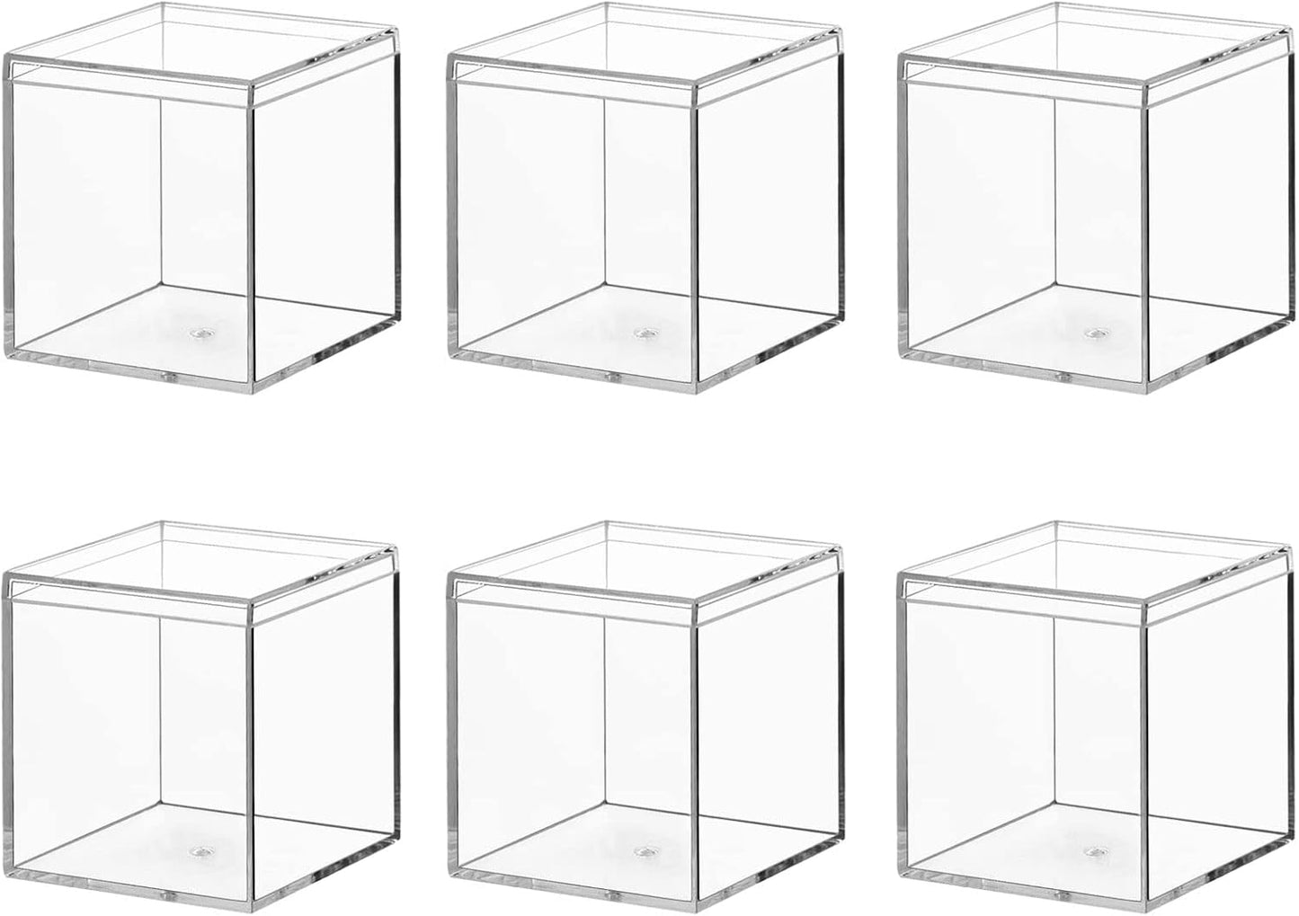 6 Packs Clear Acrylic Plastic Box with Lids, Small Square Containers for Candy, Pill, and Jewelry