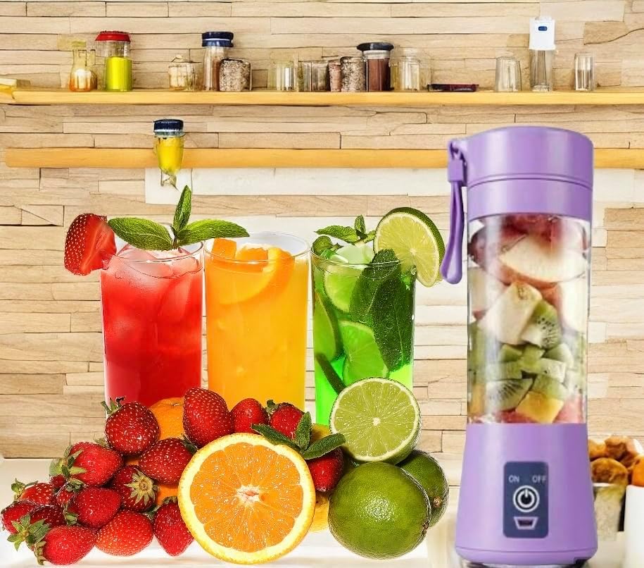 Portable Blender for Shakes and Smoothies, 380Ml 25 Watts with 6 Blades, USB Rechargeable Handheld Blender Purple
