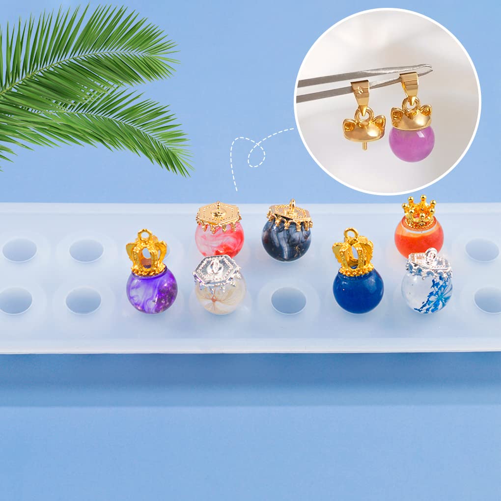 FineInno Sphere Resin Mold,20 Beads Silicone Molds, Crystal Ball Epoxy Casting Mould, Jewelry Making Mold for DIY Pendant Necklace Earring Bracelet Ring