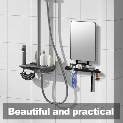 FKEBGDSU Shower Mirror,Mirror for Shower with Razor Holder,Adjustable Shower Shave Mirror for Men and Women,NO-Drilling,Removable,Shatterproof &Waterproof with 2 Adhesive Hooks