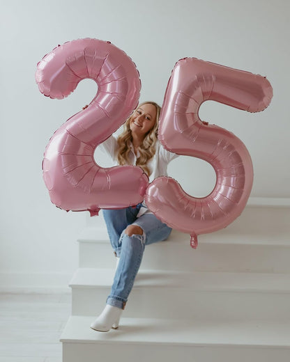 Pearlescent Pink Number 5 Balloon - 40 Inch 5th Birthday Decorations | Pastel Pink Party Supplies