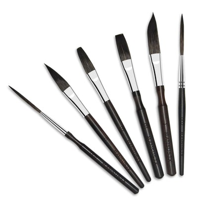 Starter Pinstriping Brush Kit 6 pcs High Performance Striping Brushes, Long Liner, Script Liner, Sword, Cat Tongue, Scroll Brushes for Lettering & Detailing